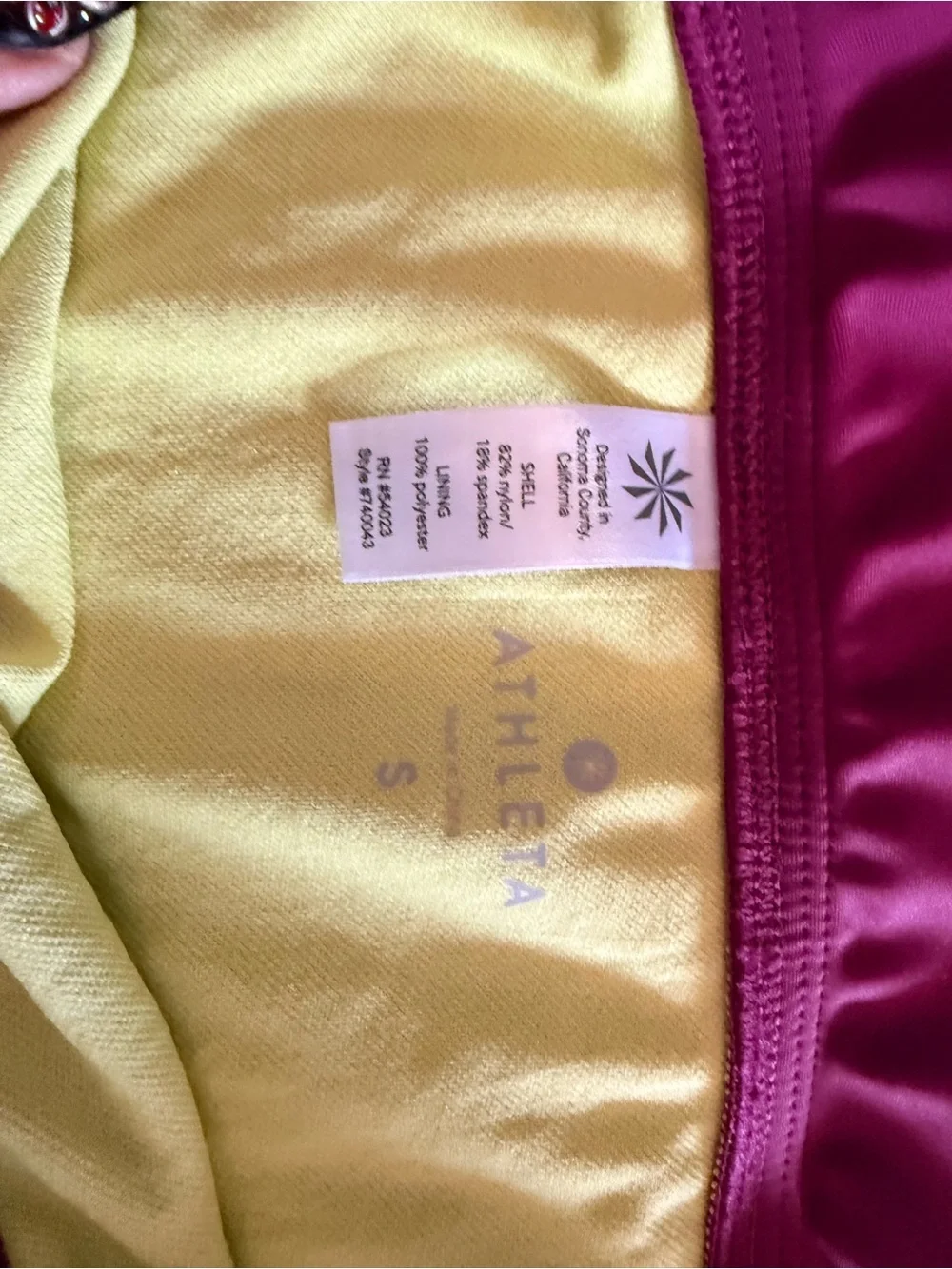 Athleta womens Magenta Swim Briefs with Yellow Lining